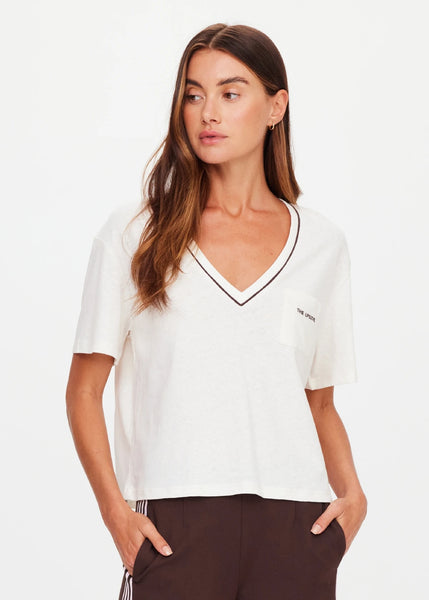 Elina V Neck Tee in Coconut