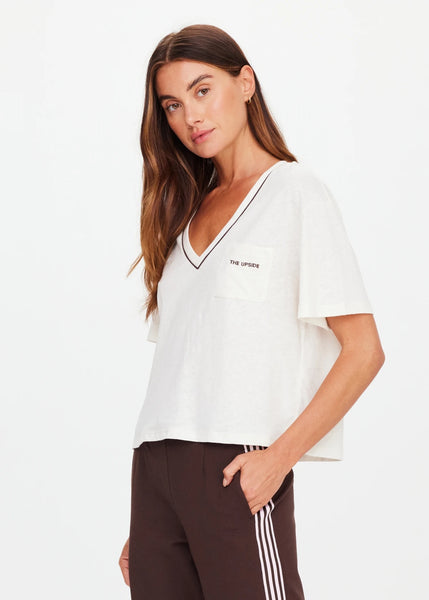 Elina V Neck Tee in Coconut