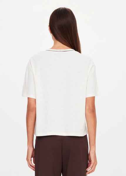 Elina V Neck Tee in Coconut