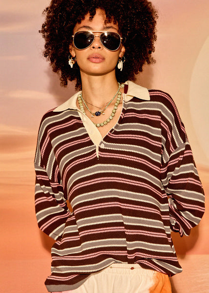 Wonder Knit Polo in Stripe