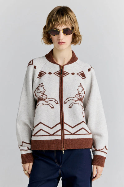 Carousel Knit Bomber - Ivory