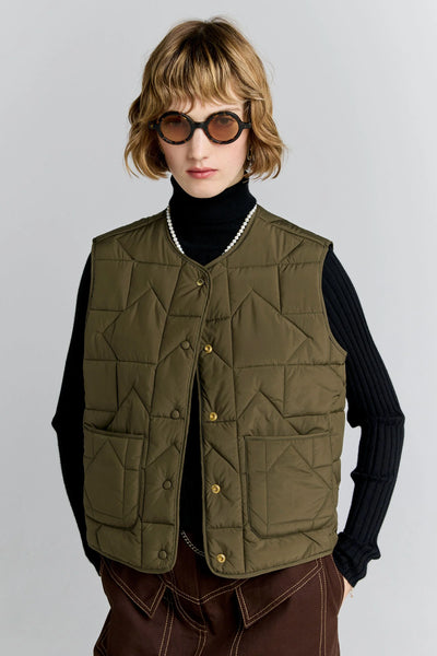 Qulited Drift Vest - Dark Olive