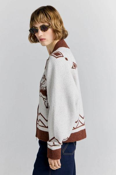 Carousel Knit Bomber - Ivory