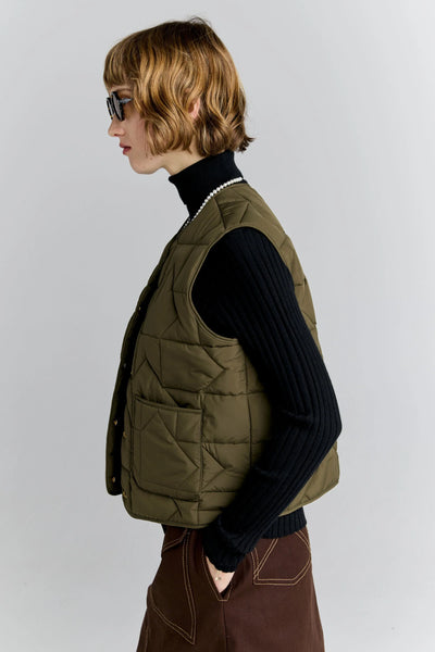 Qulited Drift Vest - Dark Olive