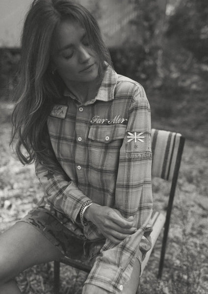 Military Check Boyfriend Button Up