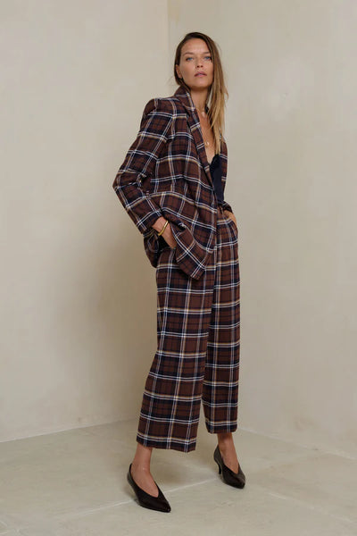 Odilla Plaid Jacket - Chocolate/Navy Check