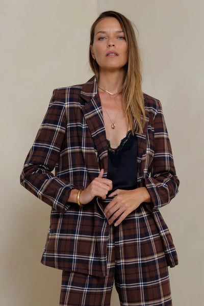 Odilla Plaid Jacket - Chocolate/Navy Check