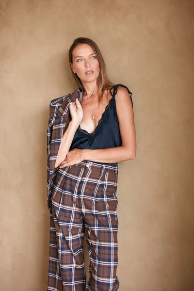 Scorpio Pants - Chocolate/Navy Check