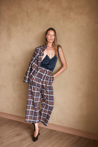 Scorpio Pants - Chocolate/Navy Check