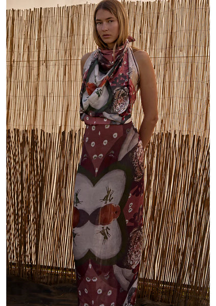 Green Horse Large Silk Scarf