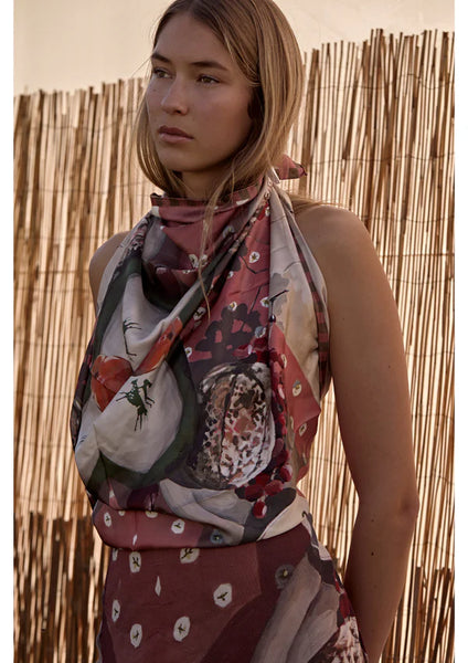 Green Horse Large Silk Scarf